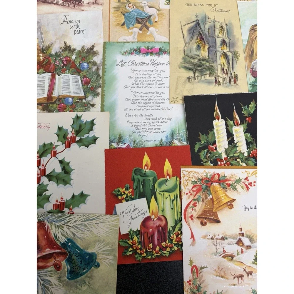 Vintage Retro Christmas Cards Fronts ONLY 1950s 1960s Scrapbooking Crafts 50+